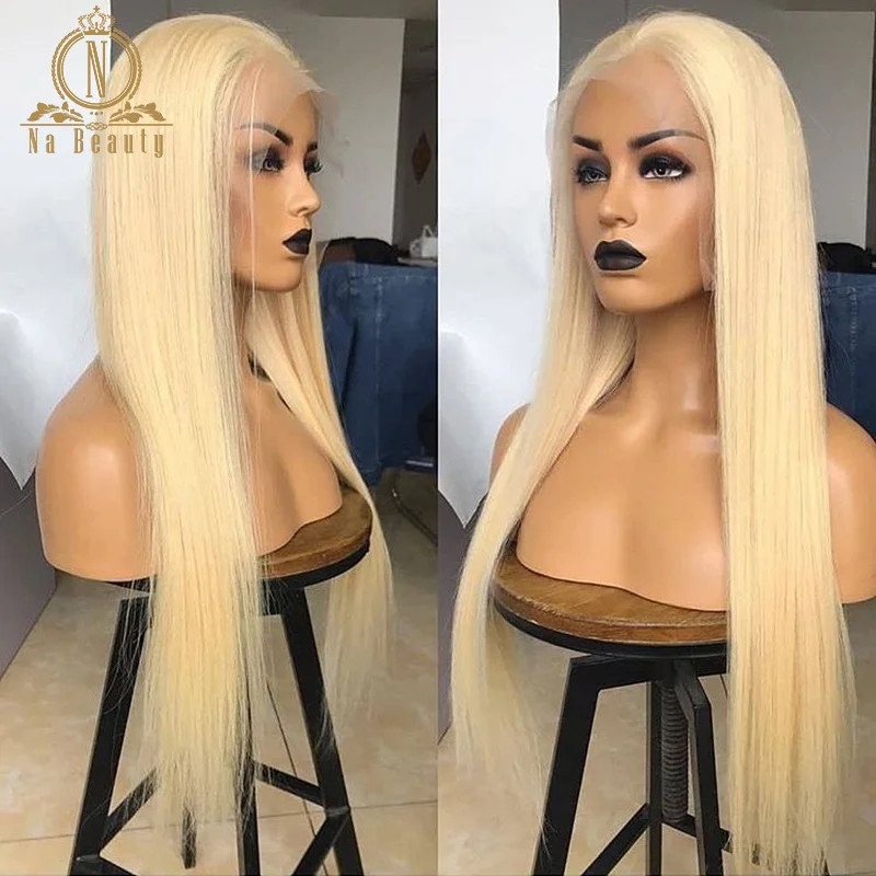 Straight Blonde 613 T Part Lace Wig Human Hair Wigs For Black Women 26 inch Preplucked Transparent Lace Wig NaBeauty image 3