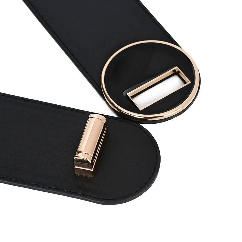 Wide Real Cowhide Girdle Belts Woman NEW Gold buckle genuine leather Waist Band dress Elastic Waist Seal Lady Apparel Accessory