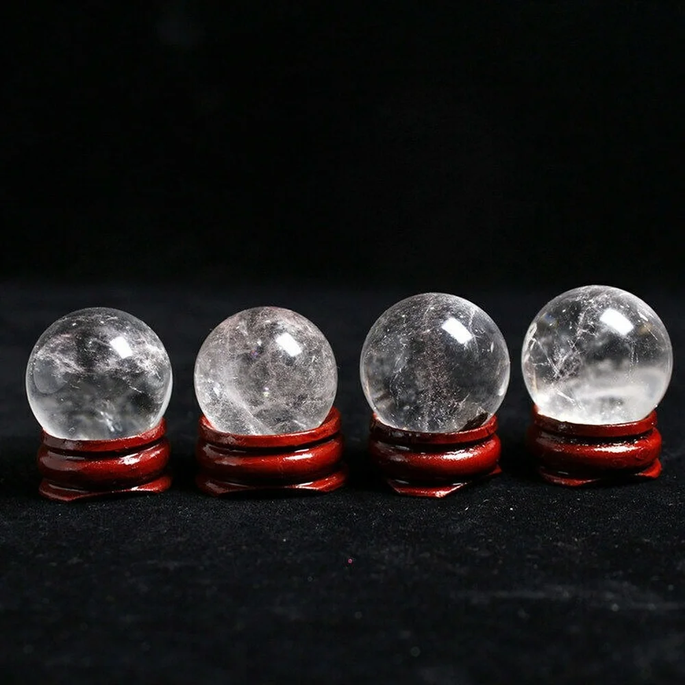 30/40/45/50mm AAA Natural Rock Clear Quartz Sphere Crystal Ball Gemstone Reiki Healing W/ Stand