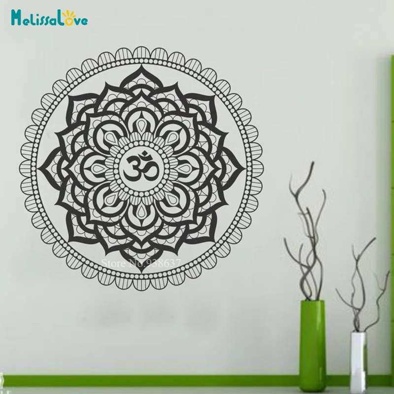 Modern Craft Exquisite Mandala Flower Wall Sticker Home Decor Indian Pattern Vinyl Yoga Murals Living Room Vinyl Decals BA813