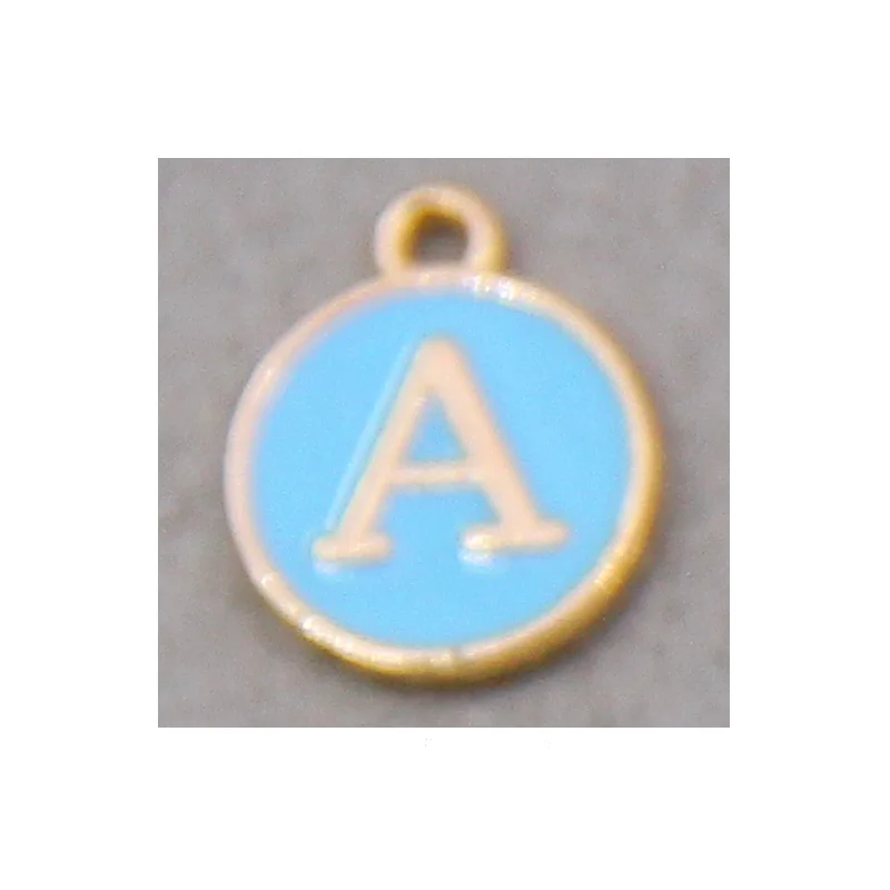 Light blue 12*15mm A-Z Letter Charms Enamel Charms Alphabet Initial Letter Handmade Pendant For Diy Bracelet Jewelry Making