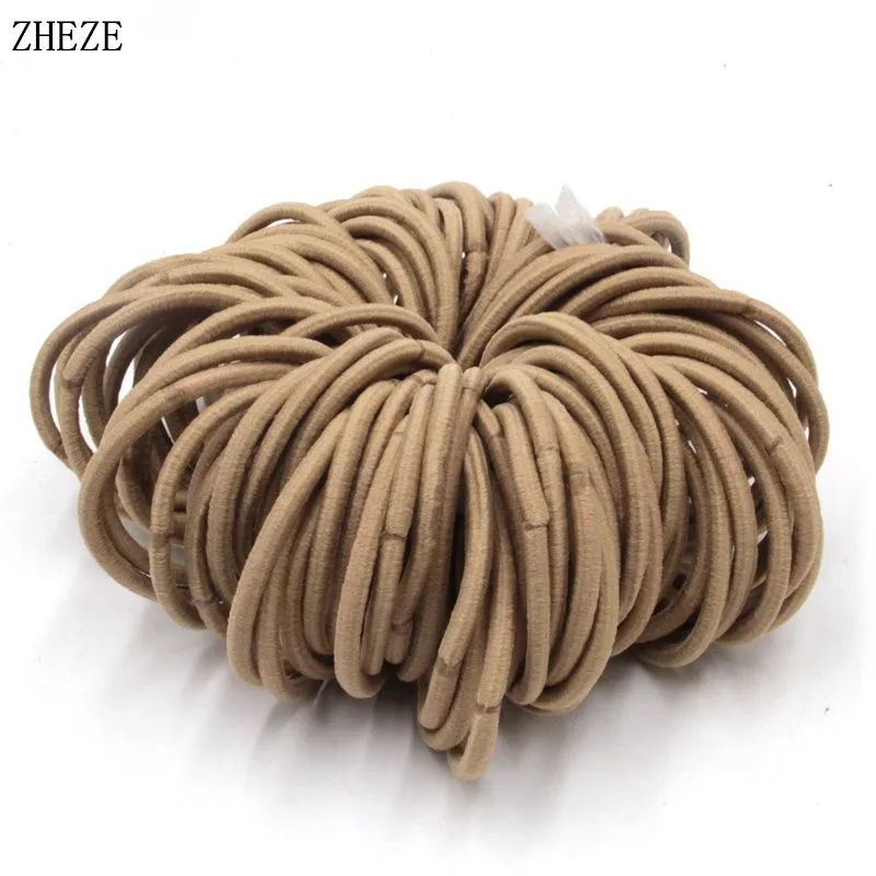 100Pcs/Lot NEW Rope Elastic Hair Ties 4mm/2mm Thick Hairbands Girl's Headbands Girls DIY Accessories Headwear