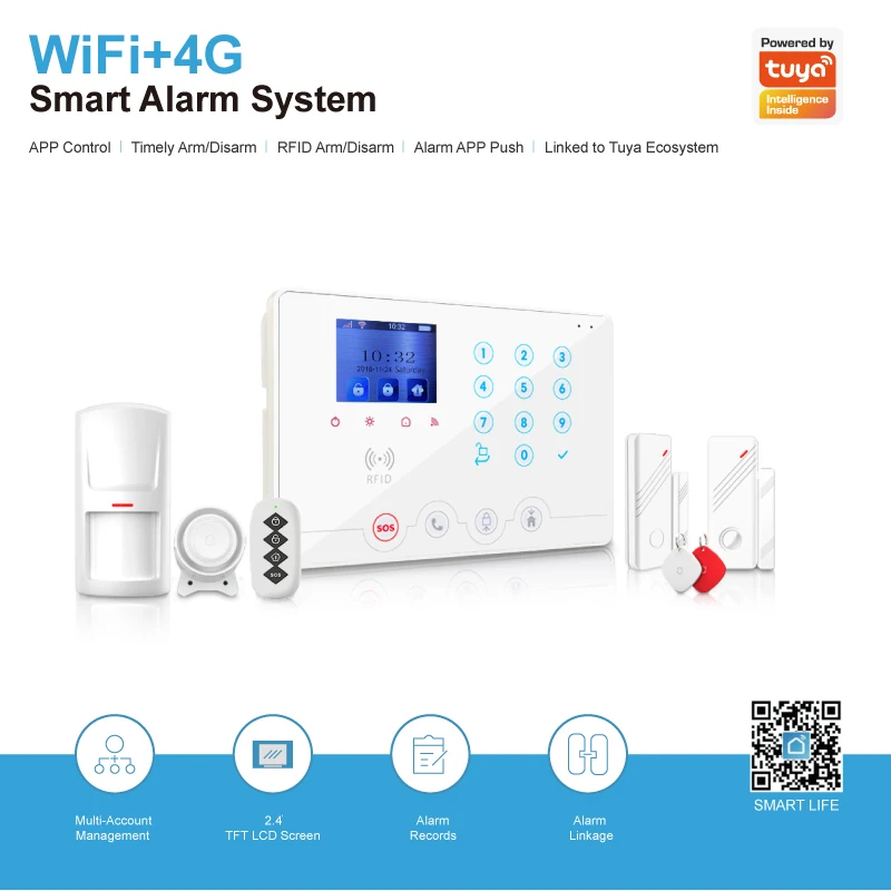 Imagem -02 - Wolf Guard W4q Wifi Mais 4g 3g Gsm Cor Display Sistema de Alarme Segurança em Casa Tuya Vida Inteligente App Controle Remoto Alexa Google