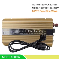 1300W Solar Home On Grid Tie Inverter 18V 36V DC MPPT Pure Sine Wave Inversor 110V 220V AC For PVGenerator Battery