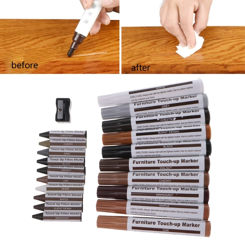 Furniture Markers Touch Up 21Pcs Marker Wax Stick with Sharpener Funiture Repair Wholesalse