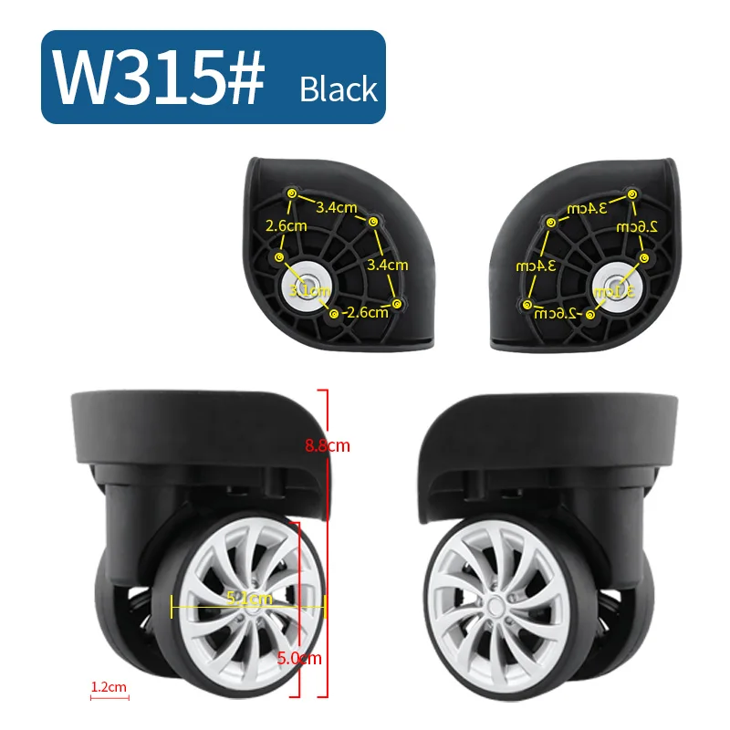 High Quality Universal Wheels Luggage Accessories  Password Box  Silent  Wheels Axles Replace Pull Rod Box Wear Resistant Caster