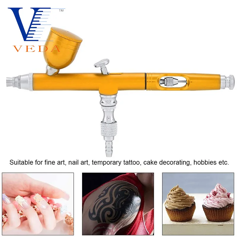 Airbrush Kit, Multi-Purpose Gravity Feed Dual Action Paint Spray Gun Set 7CC 0.3MM Spray Kit Tools for Paint Art Tattoo Nail