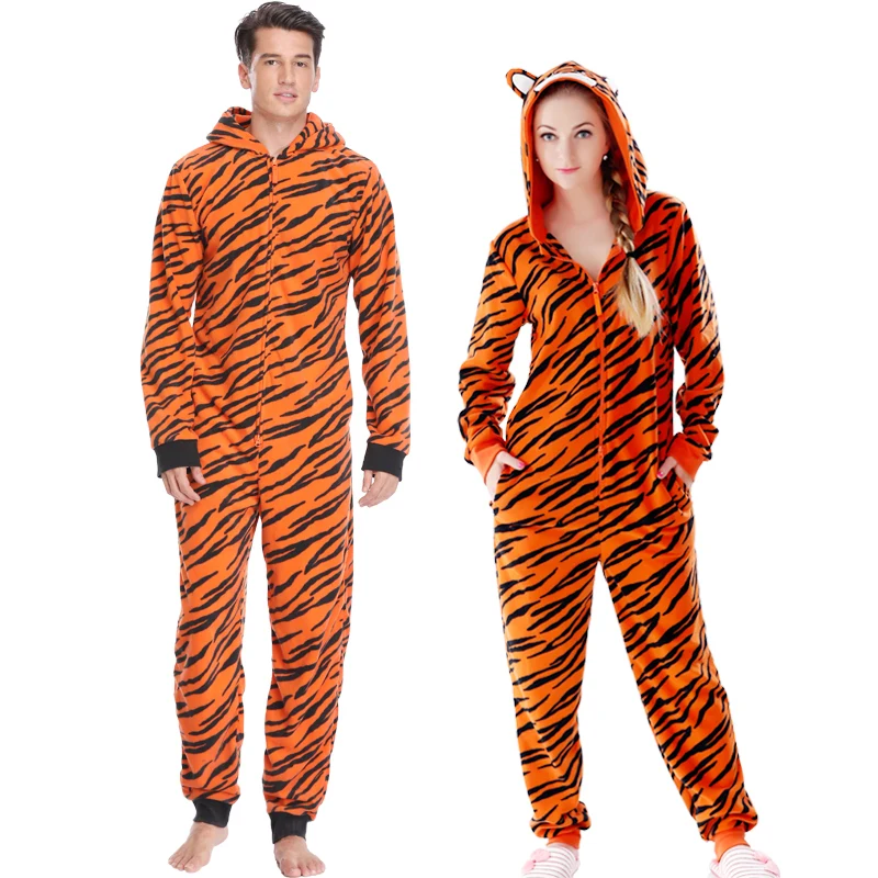 Plus Size Fleece Tiger Pyjamas Women Stitch Onesie Animal Costumes Jumpsuits Couple Coverall Pajamas Onesie For Adult Kingurumi