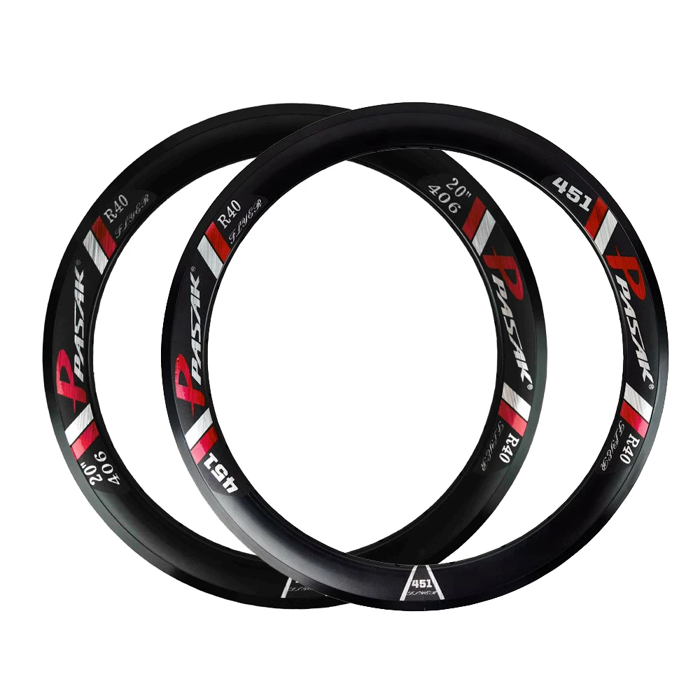 Pasak-Aero Bicycle Rim, 20 Inch, 406, 451, 40mm Depth, 24 Holes, Use for Disc C, V Brake, Shoes Brake, 1-1/8 \