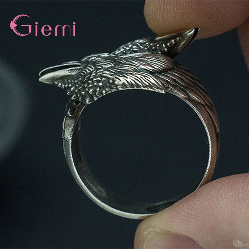 Vintage Two Ravens Norse Mythology Antique Silver Color Crow Rings Nordic Amulet Jewelry Party Gifts Men Women Bijoux