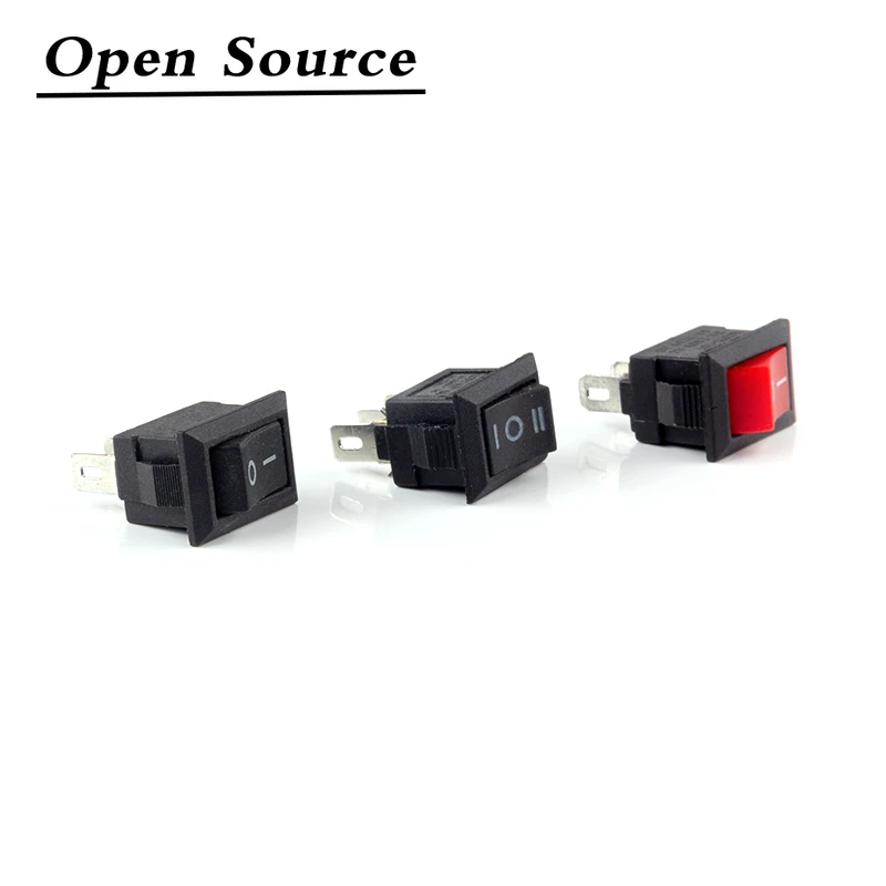 10Pcs Push Button Switch 10x15mm SPST 3Pin 3A 250V KCD11 Snap-in on/Off On-Off-On Rocker Switch 10MM*15MM Black Red and White