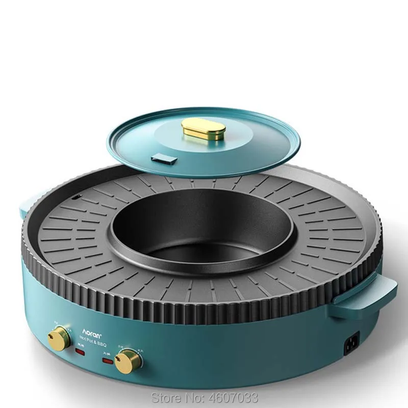 Multifunctionele Alles-In-Één Pot Huishoudelijke Koreaanse Braadpan Grillen Frituren Koken Dual-Purpose Pot Barbecue Machine