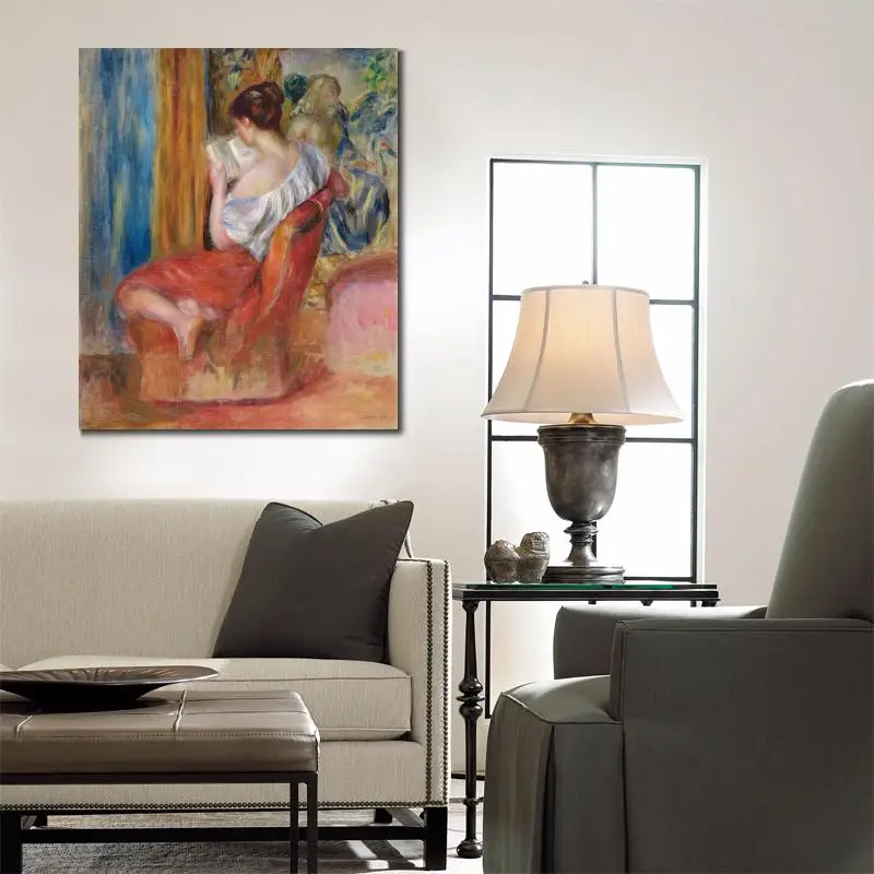 Handmade Wall Art Pierre Auguste Renoir Paintings Canvas For Living Room Reading Woman Figure Artwork Home Decoration Modern