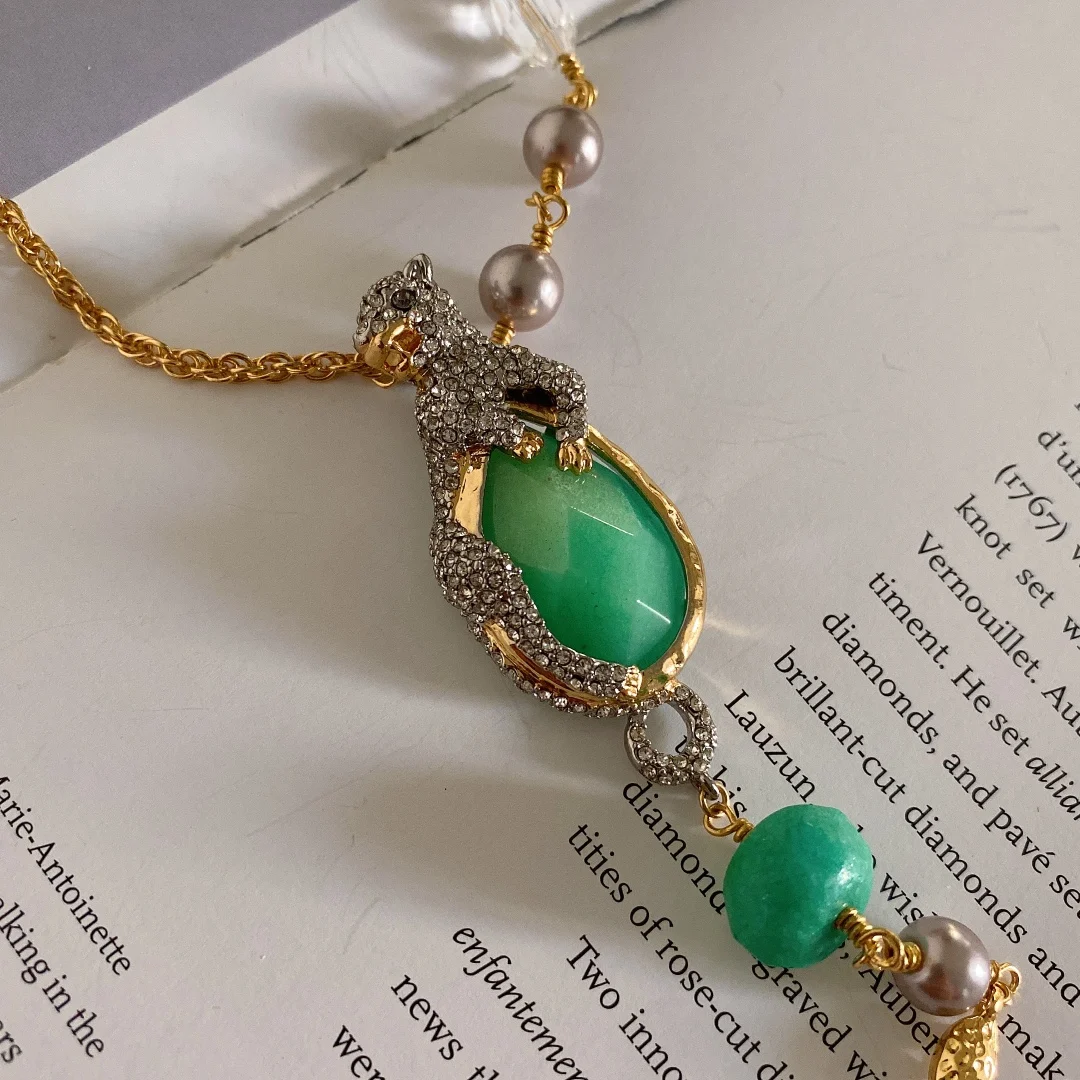 اللؤلؤ مطعمة المرأة بسيطة الرجعية قلادة قلادة مجوهرات الأزياء #4