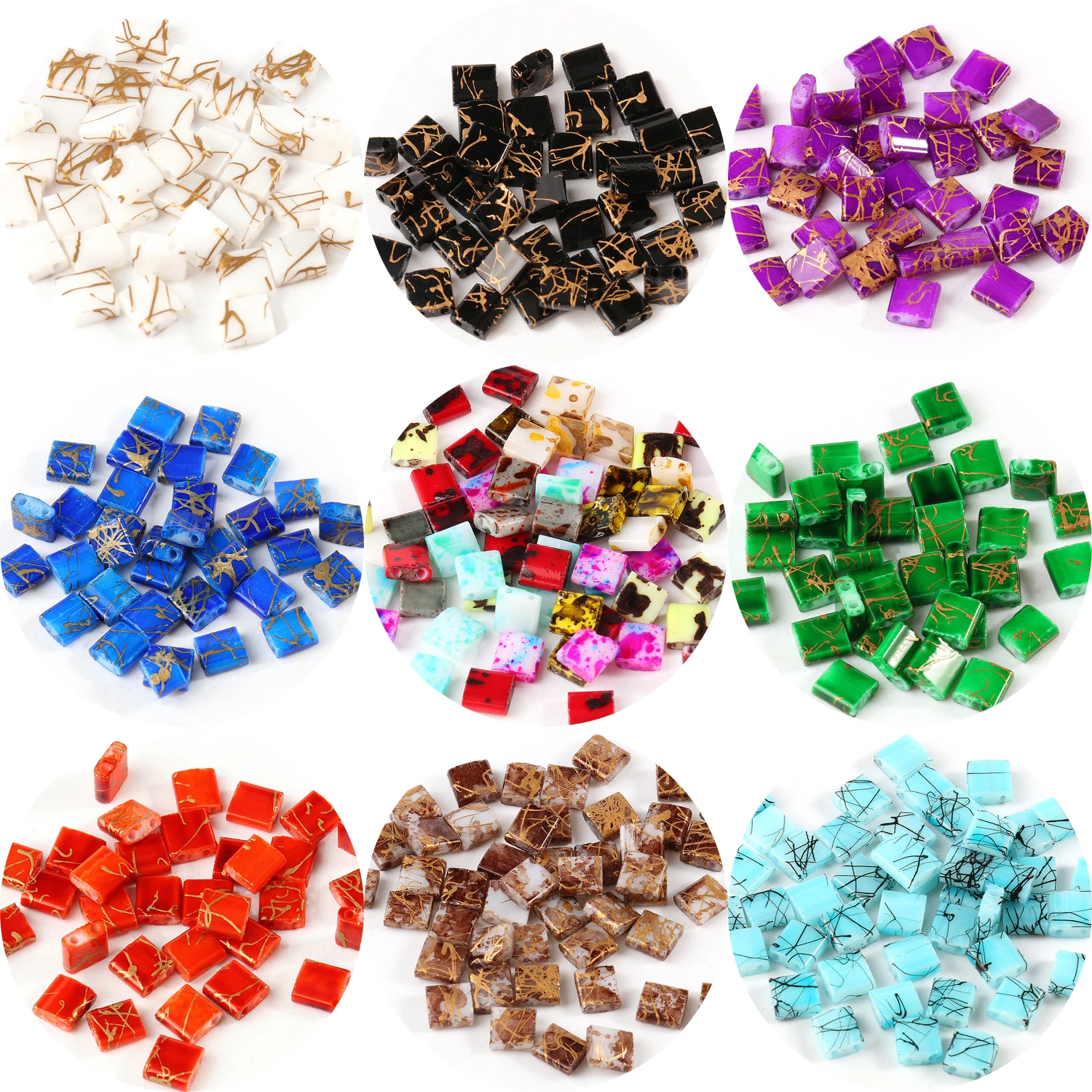 50pcs Two Hole Beads Multicolor Czech Glass Seed Beads for Jewelry Making Needlework Bracelets Accessories 5mm