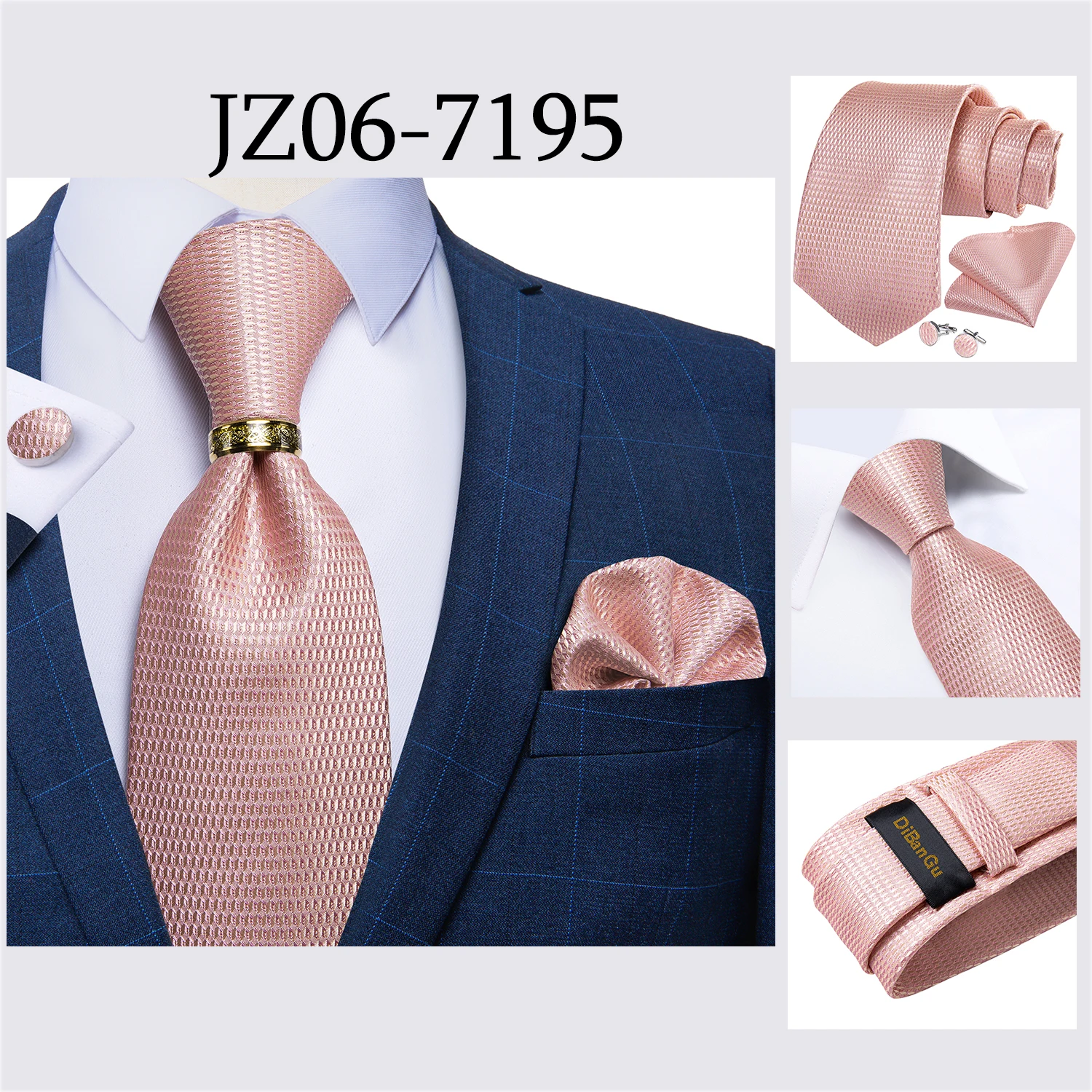 Beige Floral Herren Krawatten Taschentuch Manschettenknöpfe Hochzeit Party Krawatten für Männer Edelstahl Drachen Ring Männer Accessoires Geschenk – Detail 32