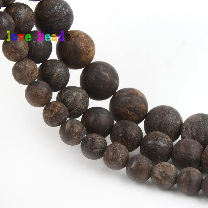 100% AAA+ Natural Matte Bronze Minerals Beads Dull Polished Brown Round Loose Stone Beads for Jewelry Making DIY Bracelet 15\