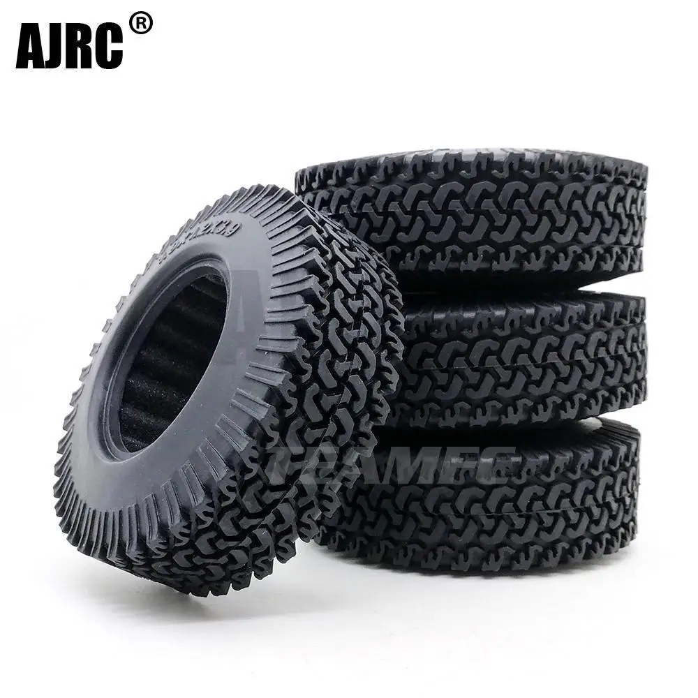 4szt Rc 1:10 Crawler Beadlock Wheels Tire 1.9 Inch Rubber Wheel Tire 98mm Tire For Rc Car Tamiya Truck Axial Scx10 D90