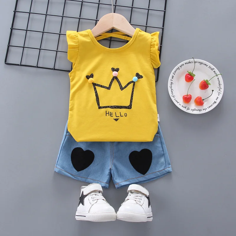 New Fashion Summer Baby Clothes Suit Children Girls Cartoon Casual Vest Shorts 2Pcs/Sets Toddler Sport Clothing Kids Tracksuits