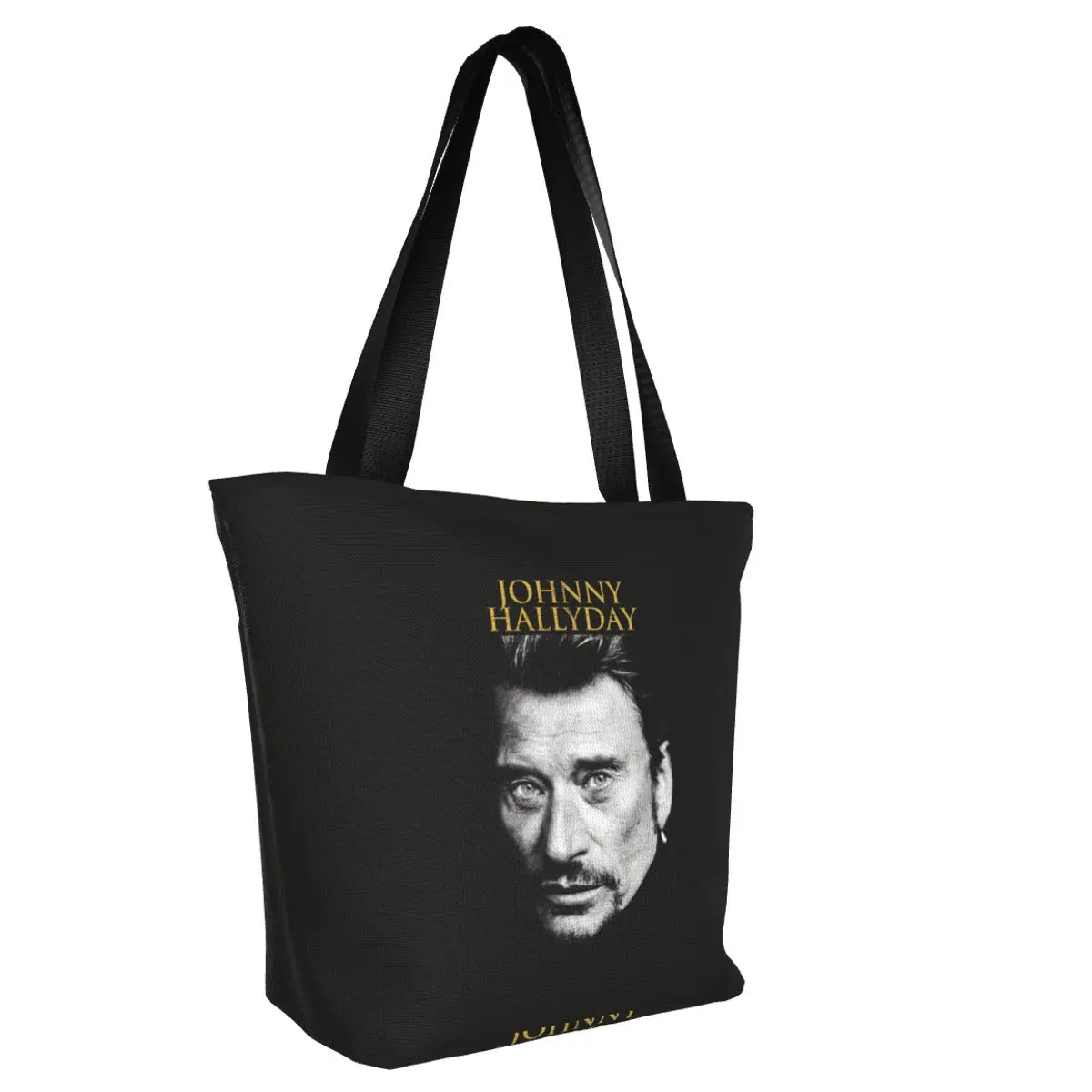 Johnny Hallyday Polyester Outdoor Mädchen Handtasche, Frau Einkaufstasche, Umhängetasche, Segeltuch tasche, Geschenkt üte