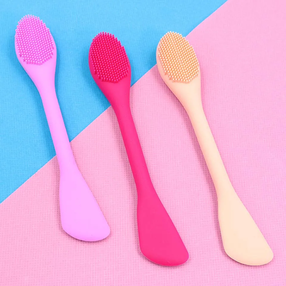 Mặt Đôi Silicone Mặt Mặt Cọ Quét Mặt Nạ Mặt Nạ Bùn Trộn Dụng Cụ Cắm Bàn Chải Mềm Mại Nữ Da Chăm Sóc Da Mặt Công Cụ