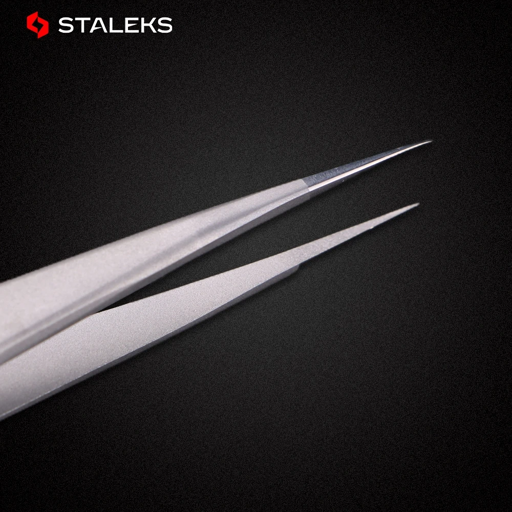 STALEKS PRO TE-41-10 Wave Pattern Embossing Tweezers Grafting Eyelashes Blooming ESD High Precise Hyper Fine AISI