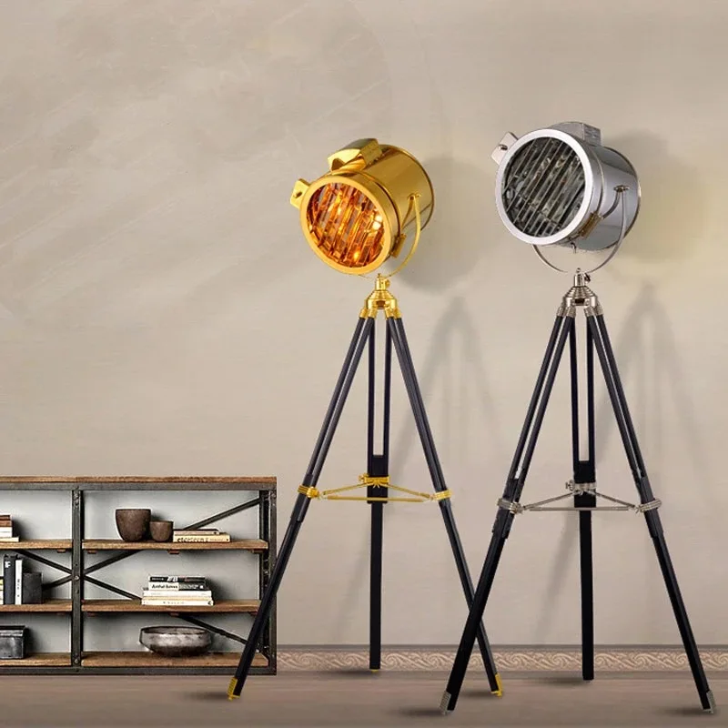 

Nordic Industrial Tripod Floor Lamp Creative American Retro Floor Lamp Luxury Golden Decor Living Room Hotel E27 AC85-265V