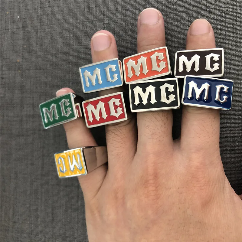 Motorcycle Club Solid Ring For Man 316L Stainless Steel Jewelry Color Biker Style MC Ring Size 7-15