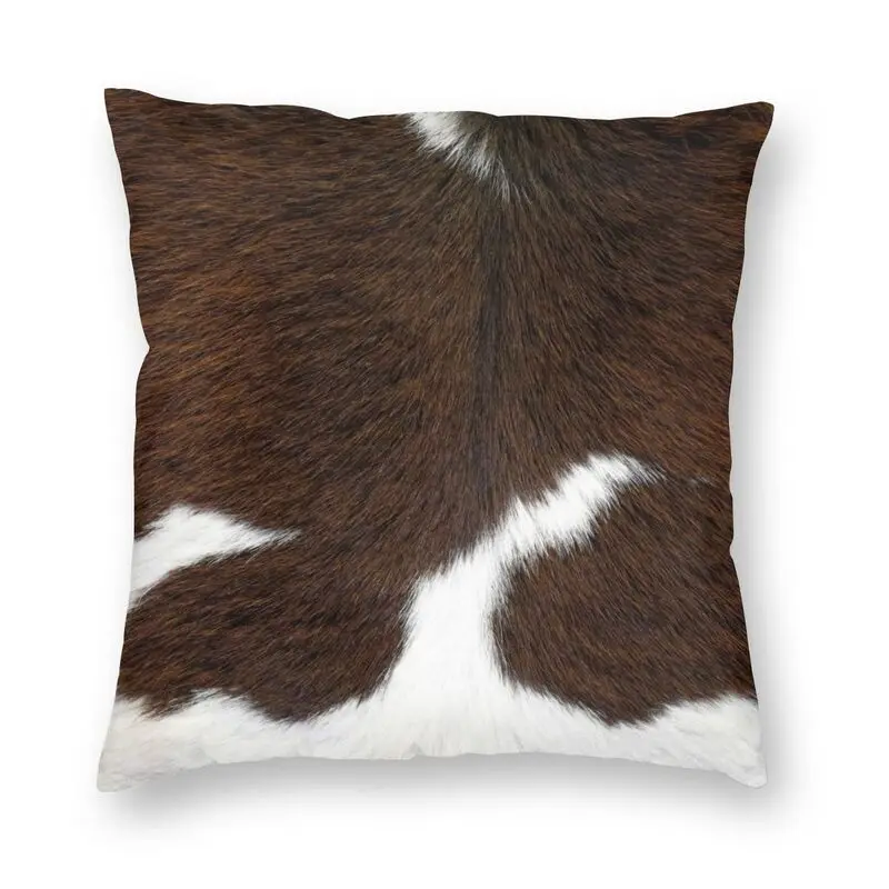 Personalized Cow Fur Cowhide Texture Pillow Case Decoration Two Side Printed Animal Skin Leather Cushion Cover for Living Room