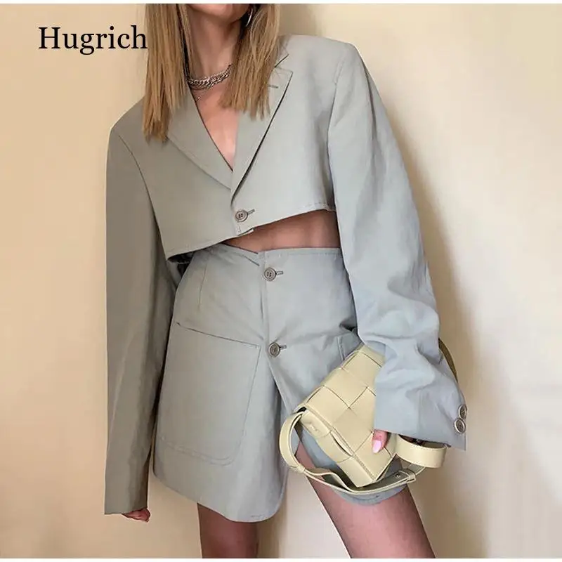 Spring Blazer and Skirt Suit Women Single Button Blazes Mini Skirts Female 2 Piece Set Women 2021 Simple Fashion Lady Clothing