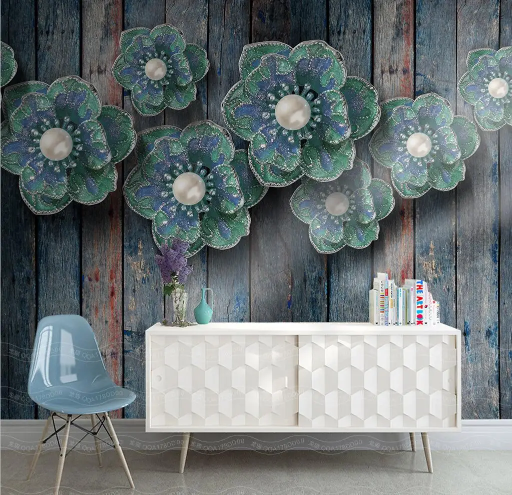 beibehang custom papel de parede 3D Modern wooden board jewelry flower wallpaper living room home decoration art wall painting