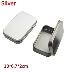 Storage Kit Tin Hinged Silver Small Empty Plain Metal Storage Bit Box Case Organizer For Money Coin Candy Keys