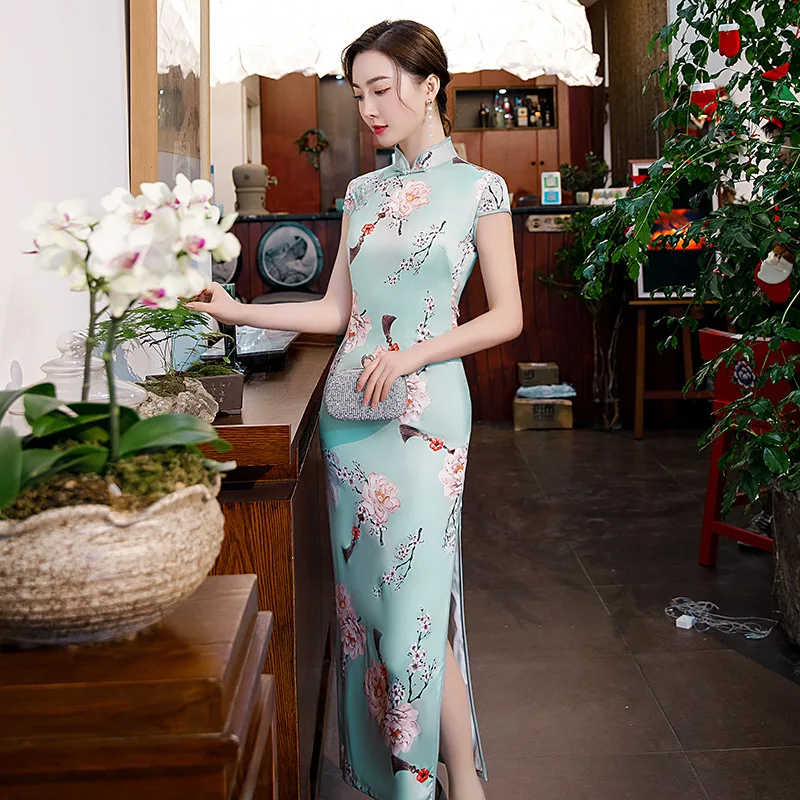 Spring 2020 New Print Dress Cheongsam Daily Improvement Dress Cheongsam Fashion Plum-Size Show Dress Classic Modern Qipao Платье