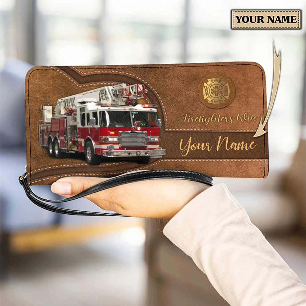 

Cartoon Fire Truck Printing Clutch Coin Purse for Women Multifunction Card ID Holders Long PU Leather Passport Cover Portafoglio