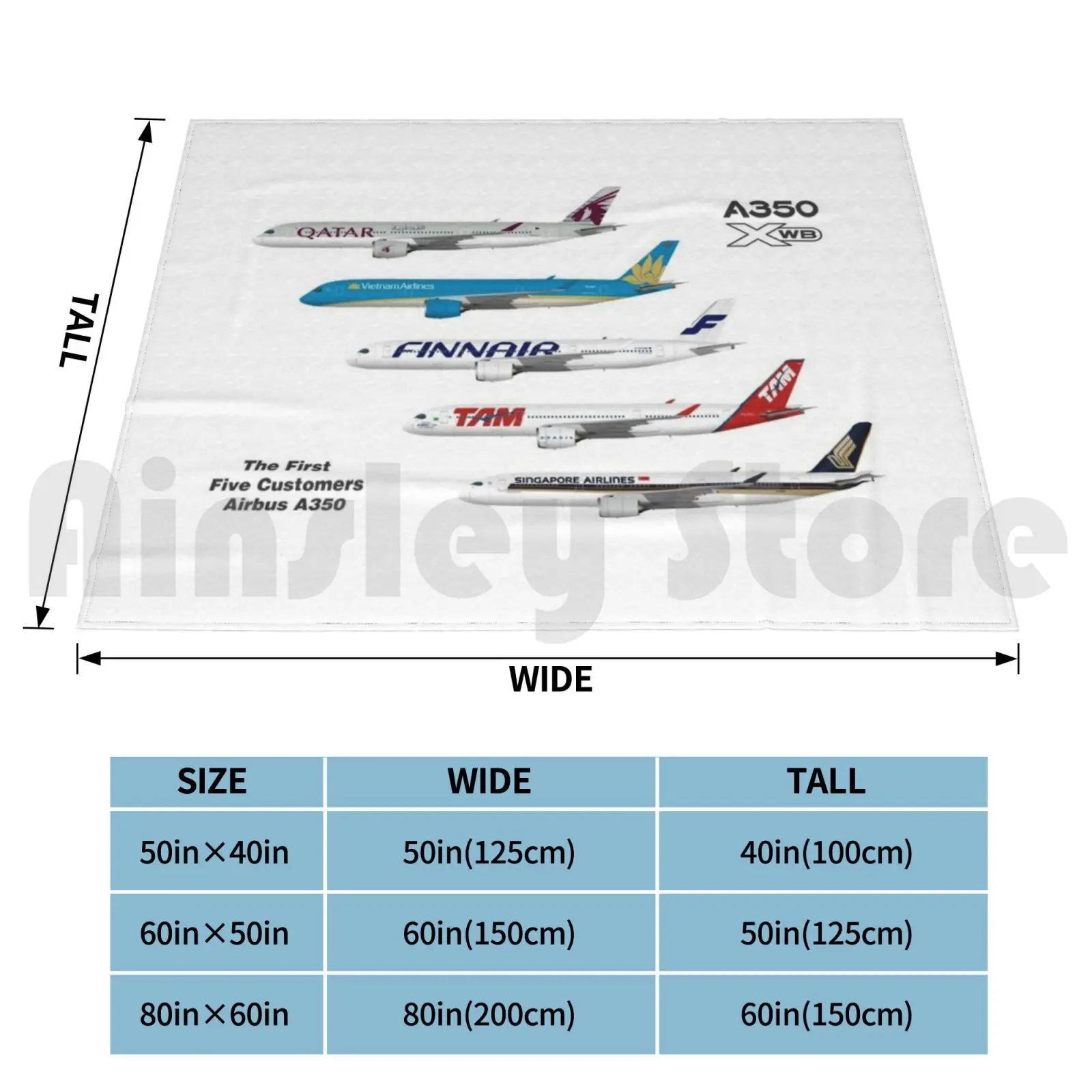 Airbus A350 First Five Customers Illustration Blanket Fashion Custom Airbus A350 A350 Airbus A350 Airbus A350 900