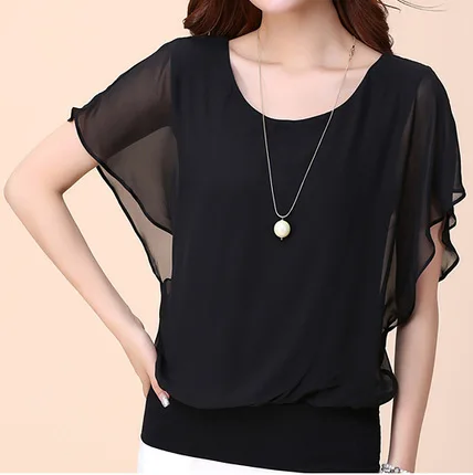 Summer Casual Short Sleeve Women Blouse 5XL Plus Size Chiffon Blouses Beach Shirt Office Work Loose Shirts Blusas Feminina Tops