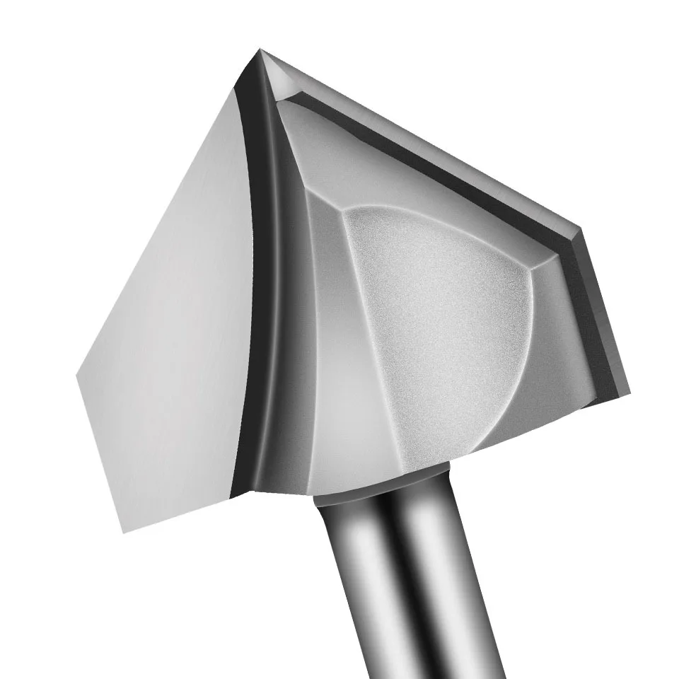 1 개 1/4 "6.35MM 1/2" 12.7MM 생크 밀링 커터 나무 조각 90 도 V 형 엔드밀 청소 플러시 트림 장부 커터 목공