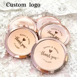 Decorative mirrors Personalized Bride Compact pocket mirror for women Rose Gold Crystal Makeup Mirror Bridesmaid Wedding Gift