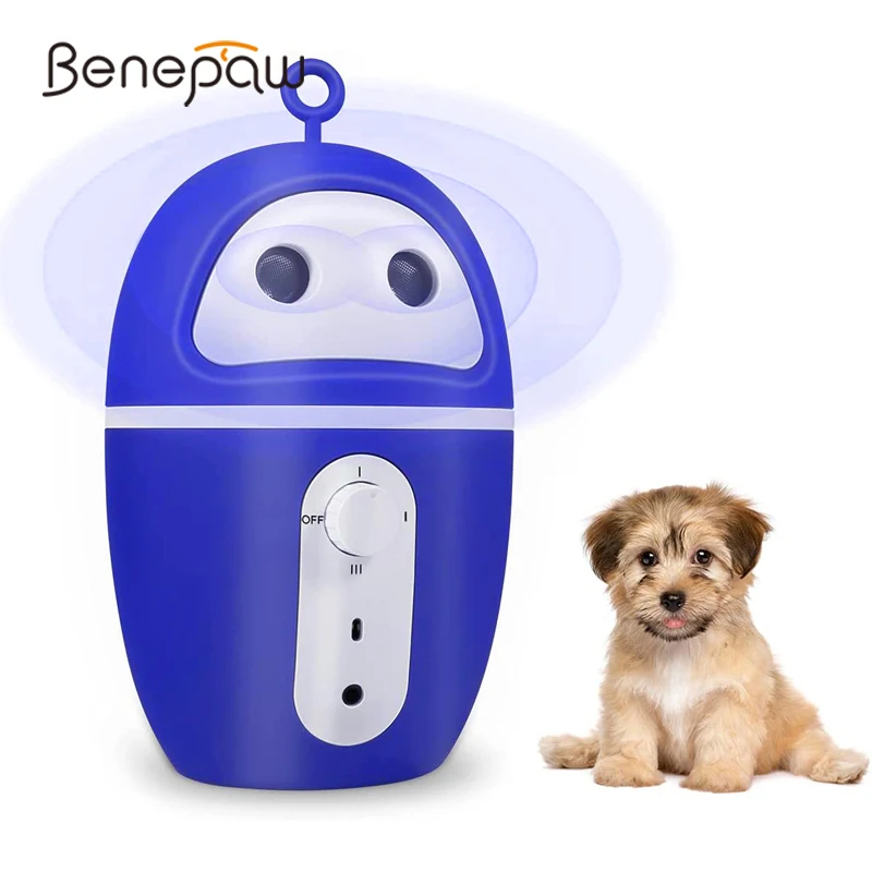 Benepaw Ultrasonic Anti Barking Device USB Rechargeable Waterproof Harmless Dog Bark Deterrent Outdoor Control Range Up To 15m