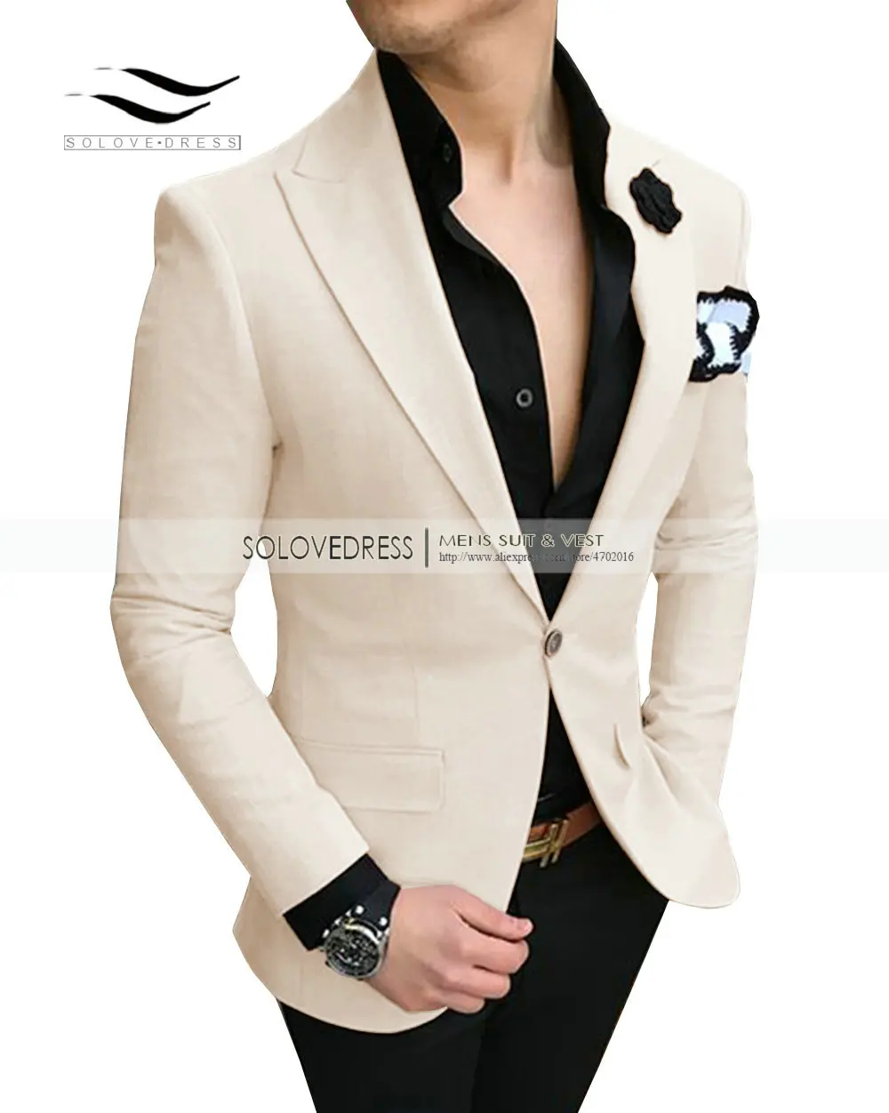 Elegant Men's Suits 2 Pieces Slim Fit Notched Lapel V Neck Prom Dress Tuxedo for Wedding Groomsmen Suits Men (Blazer+Pants)