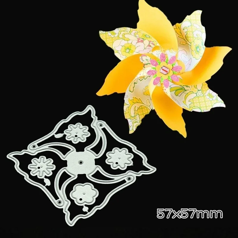 Crazyclown Metal Cutting Dies 3d Windmill Flower Spinner Scrapbooking Card Pinwheel Fan Party Embossing Folder Stencils Template