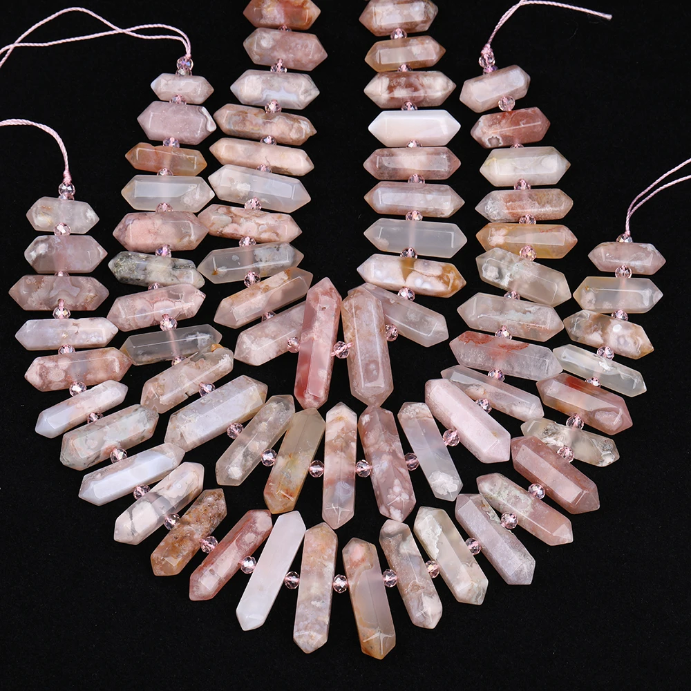 Beautiful Women Natural Cherry Agates Double Point Stick Beads Pendant Gift,Facted Agates Briolettes Beads Jewelry DIY DG-36JBGJ