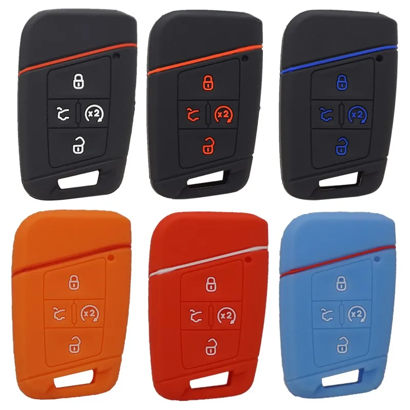 Xinyuexin FOB Remote Silicon Rubber Case Cover for VW 2018 Atlas Tiguan Golf 7 Magotan 4 Button Replacement Smart Keyless Holder