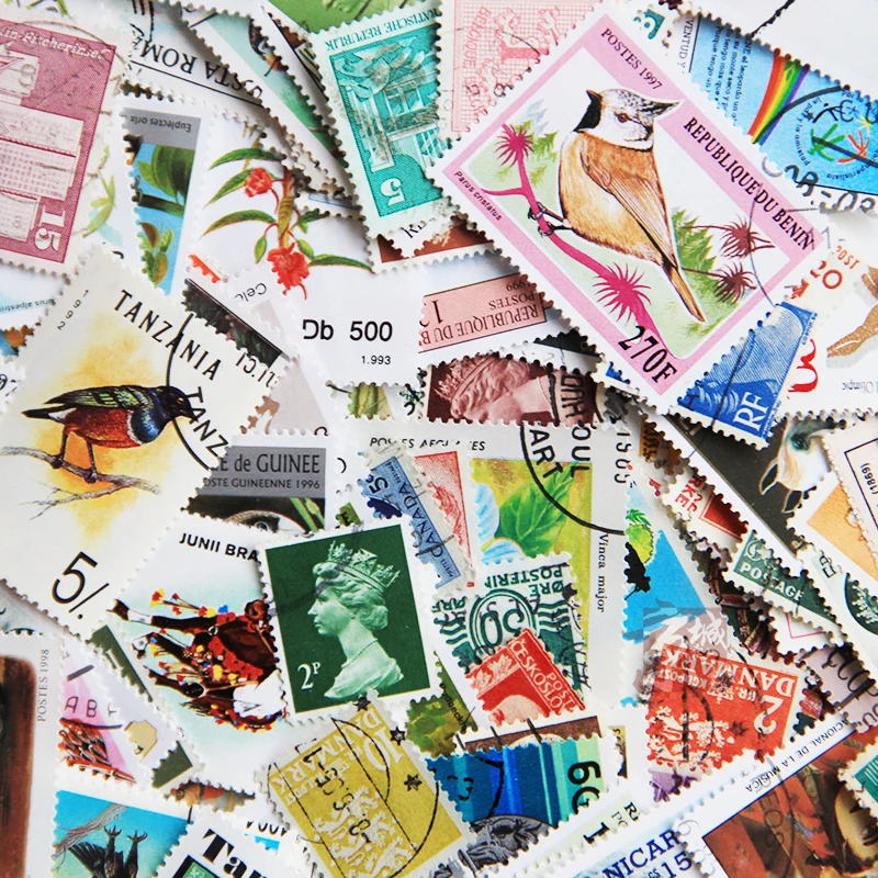 Foreign Bulk big size no repeat 500 different used stamps letter sticker Ticket Cartoon Postage Stamps With Post