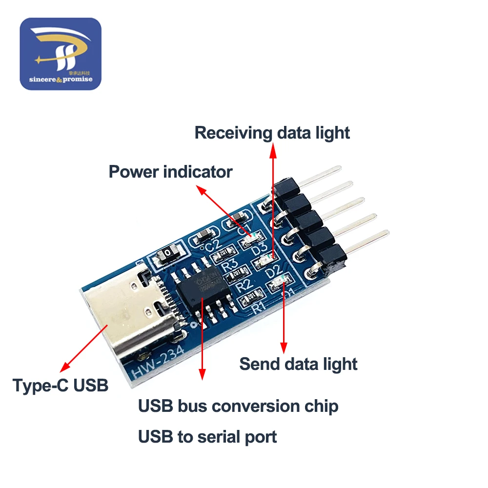1/5pcs TYPE-C USB to TTL Serial Port CH340N Module CH340 DC 5V/3.3V Upgrade MCU Download Brush Line
