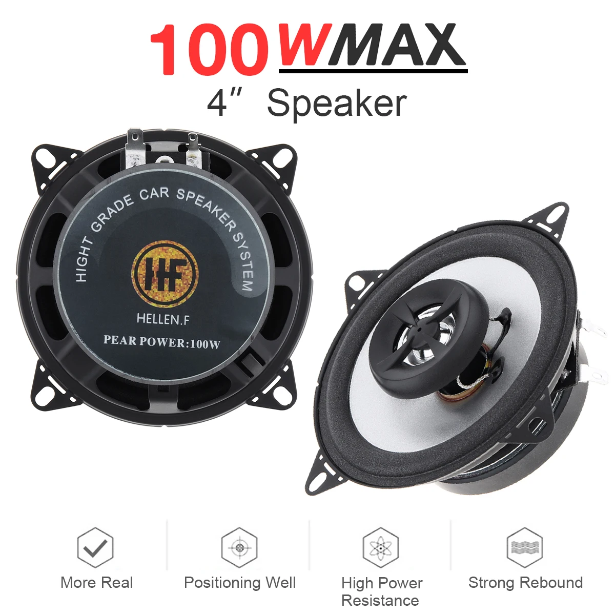 

2pcs 4 Inch Car Coaxial Speaker 4inch 40W High Mid Bass Ultra thin Modified Car Audio Speakers Non-destructive Installation