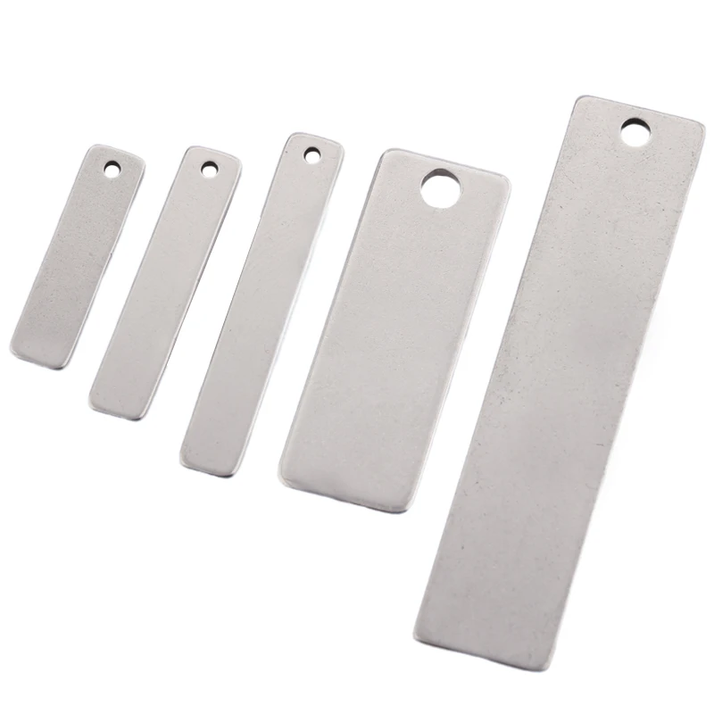Janette Prostokątne metalowe stemple ze stali nierdzewnej Płaskie zawieszki z zawieszkami Diy Naszyjnik Jeweley Findings 4x25mm 9x40mm