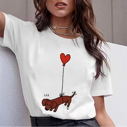 Dachshund Pug Teckel Funny T Shirt for Summer Women Harajuku Cute dog T-shirt Pit Bull Tshirt Female Tee Tops