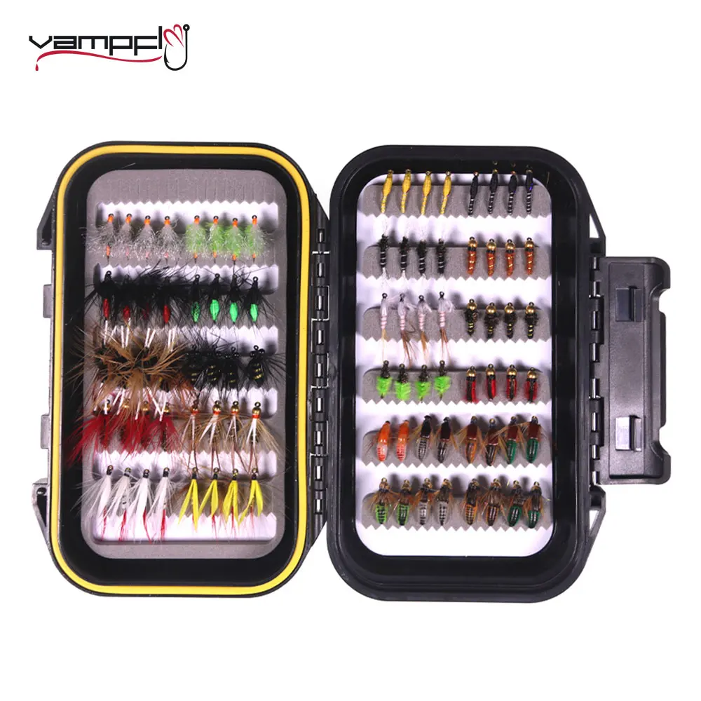 Vampfly 88pcs Flies Kit- Bead Head Midge/Scud/ Nymph/Caddis Larve Wet Fly Or Dry Fly For Trout Perch Bass Bluegill Fishing Lure