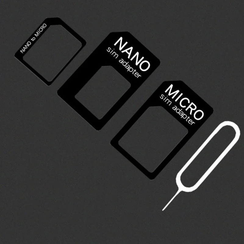 SIM Card Adapter 4 In 1 Set Micro Sim Adapter with Eject Pin Key Retail Package Nano SIM Card Adapter Kit with Card Pin Standard